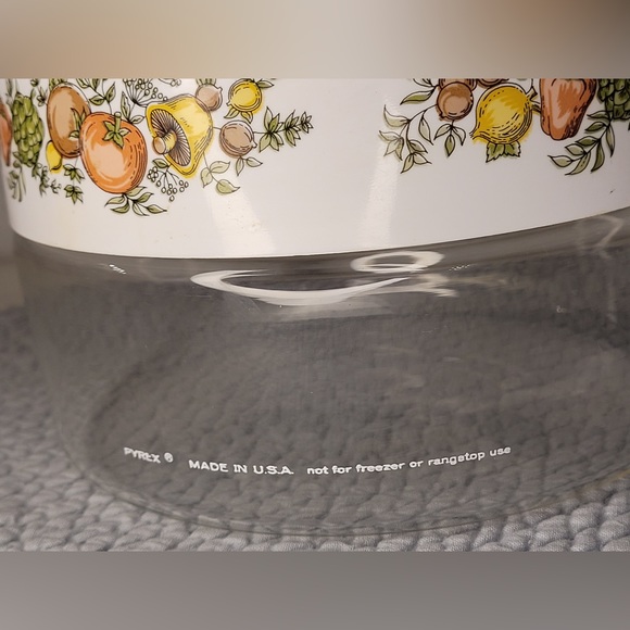 PYREX Corning Ware Spice Of Life Canister Vintage Glass Bowl With Screw On Lid - Picture 2 of 9